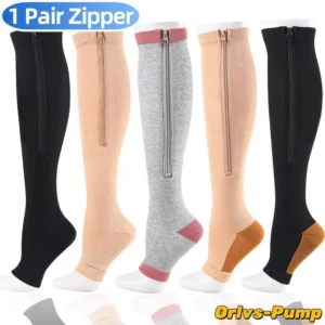 Zipper Compression Socks Open Toe